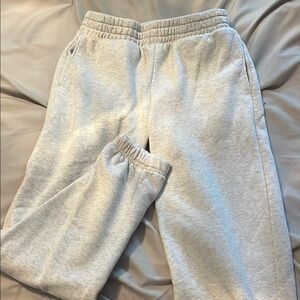 Gray Elastic Waist Trousers in Soft Heathered Fabric